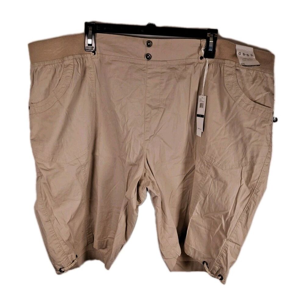 Dash Kate Women's Bermuda Shorts Size 3X Beige Pull-On Comfee-flex Knit Waist